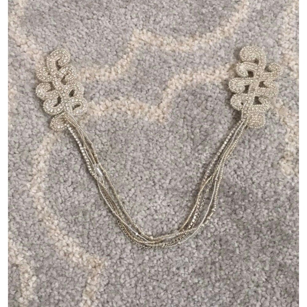Pink Pewter Brenda Silver Beaded Hair Jewelry Bridal Boho Accent
